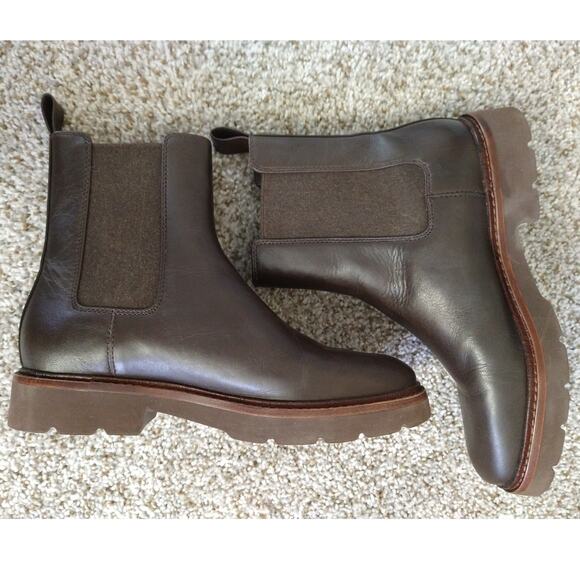 Vince Ryker Water Repellent Chelsea Boots Womens Size 6 Cacao Leather - Picture 7 of 16